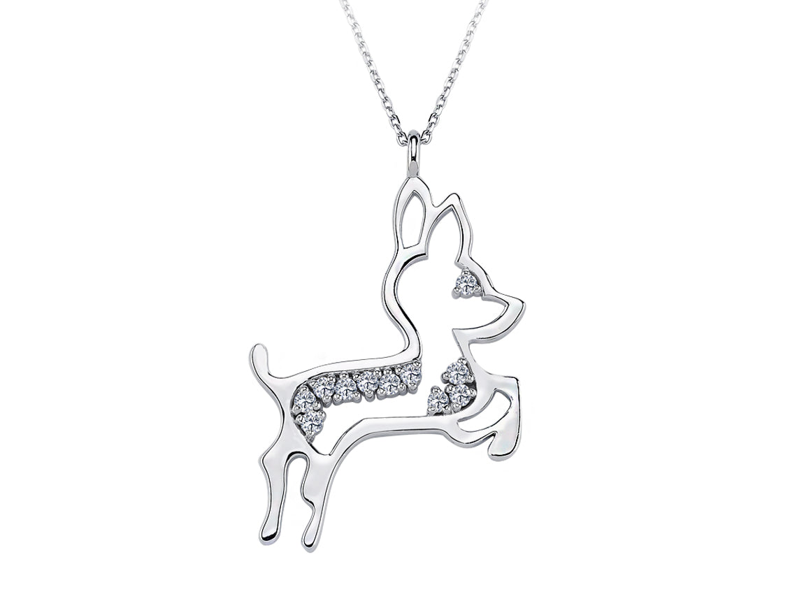 Birgie 14K Weißgold Halskette mit 0,22 Karat runden Diamanten