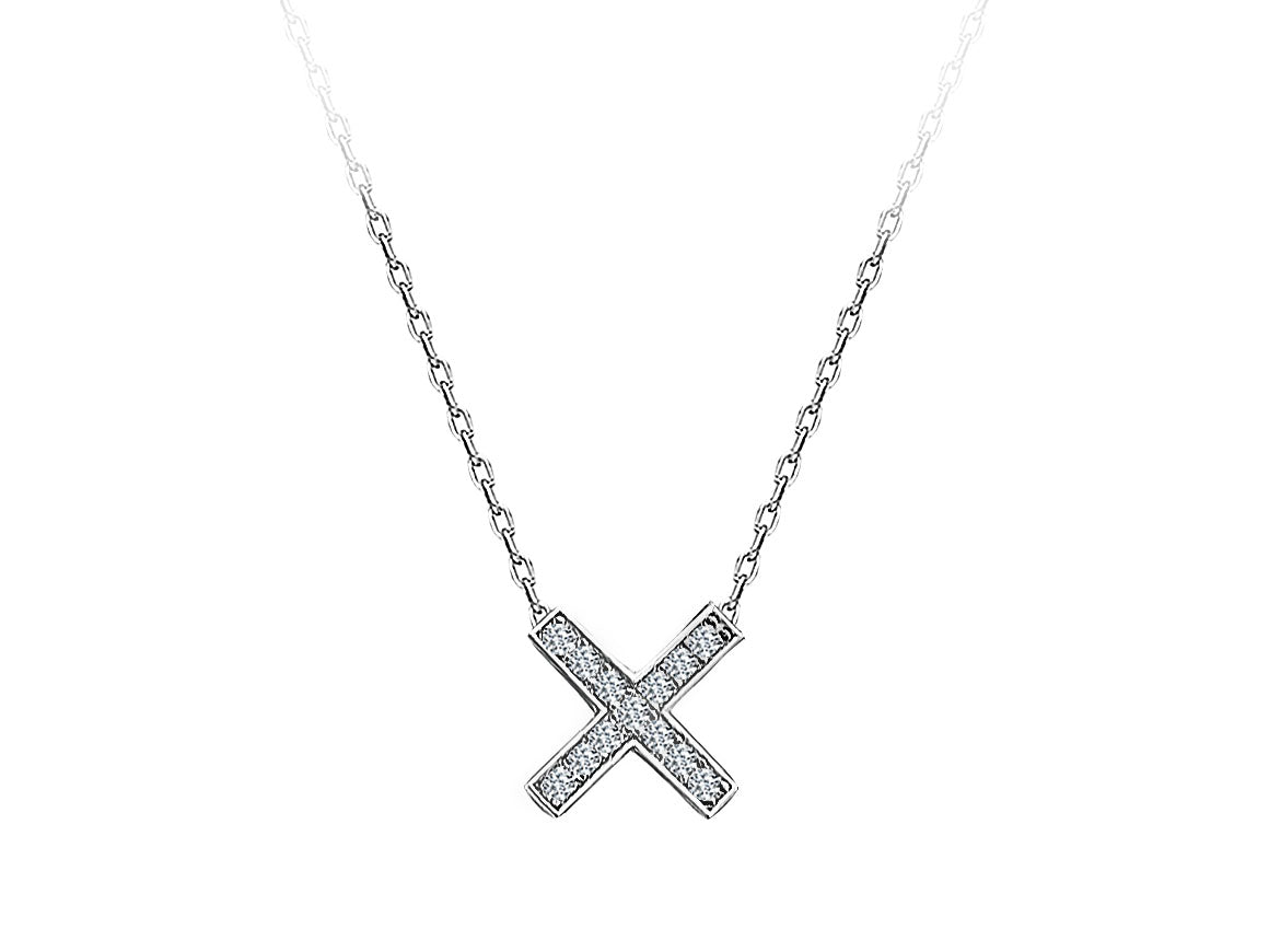Birgie 0.11 Karat Diamant "X" Anhänger Kette 14 Karat Gold