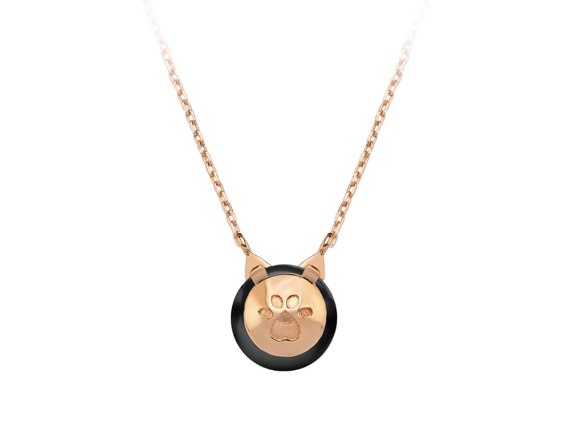 Birgie 8K Roségold Halskette mit Diamanten und schwarzer Perle