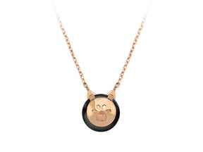 Birgie 8K Roségold Halskette mit Diamanten und schwarzer Perle