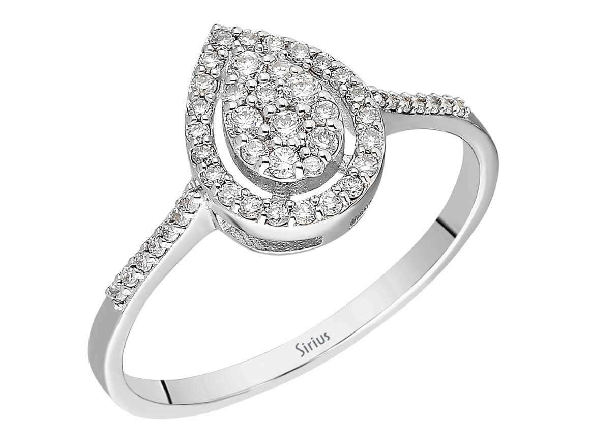 Birgie Tropfenförmiger Diamant-Halo-Ring