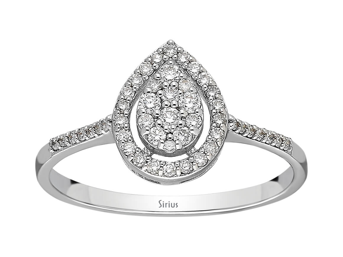 Birgie Tropfenförmiger Diamant-Halo-Ring