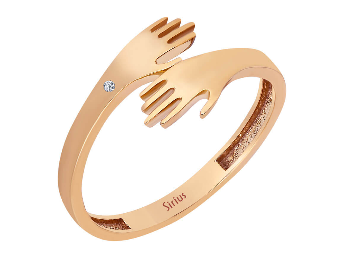 Birgie 0.01 Karat Diamant Umarmende Hände Ring 14 Karat Gold