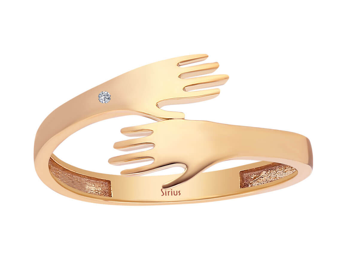 Birgie 0.01 Karat Diamant Umarmende Hände Ring 14 Karat Gold