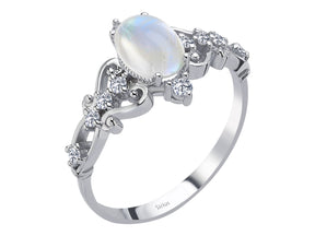 Birgie Diamant- und Mondstein-Cabochon-Ring