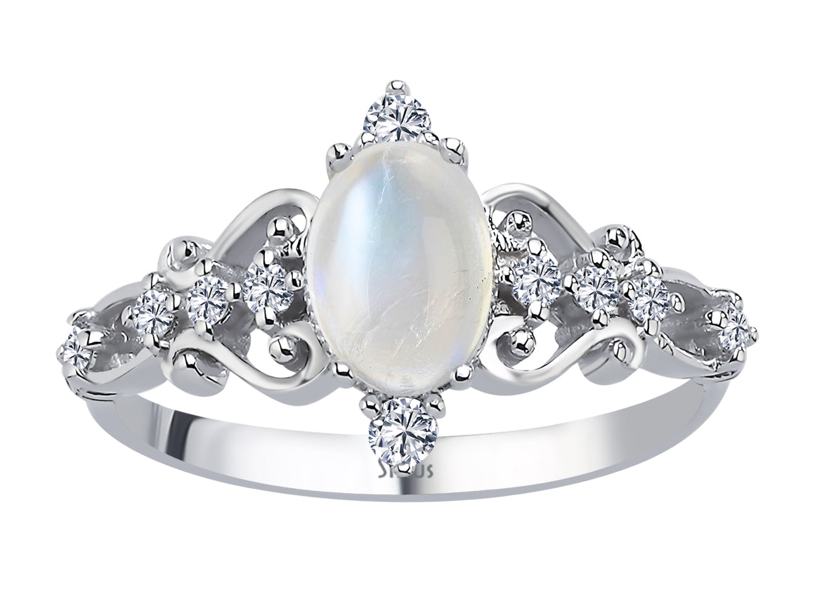 Birgie Diamant- und Mondstein-Cabochon-Ring