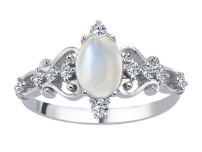 Birgie Diamant- und Mondstein-Cabochon-Ring