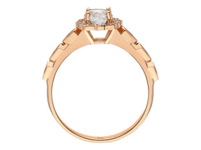 Birgie Diamant- und Weißsaphir-Halo-Ring