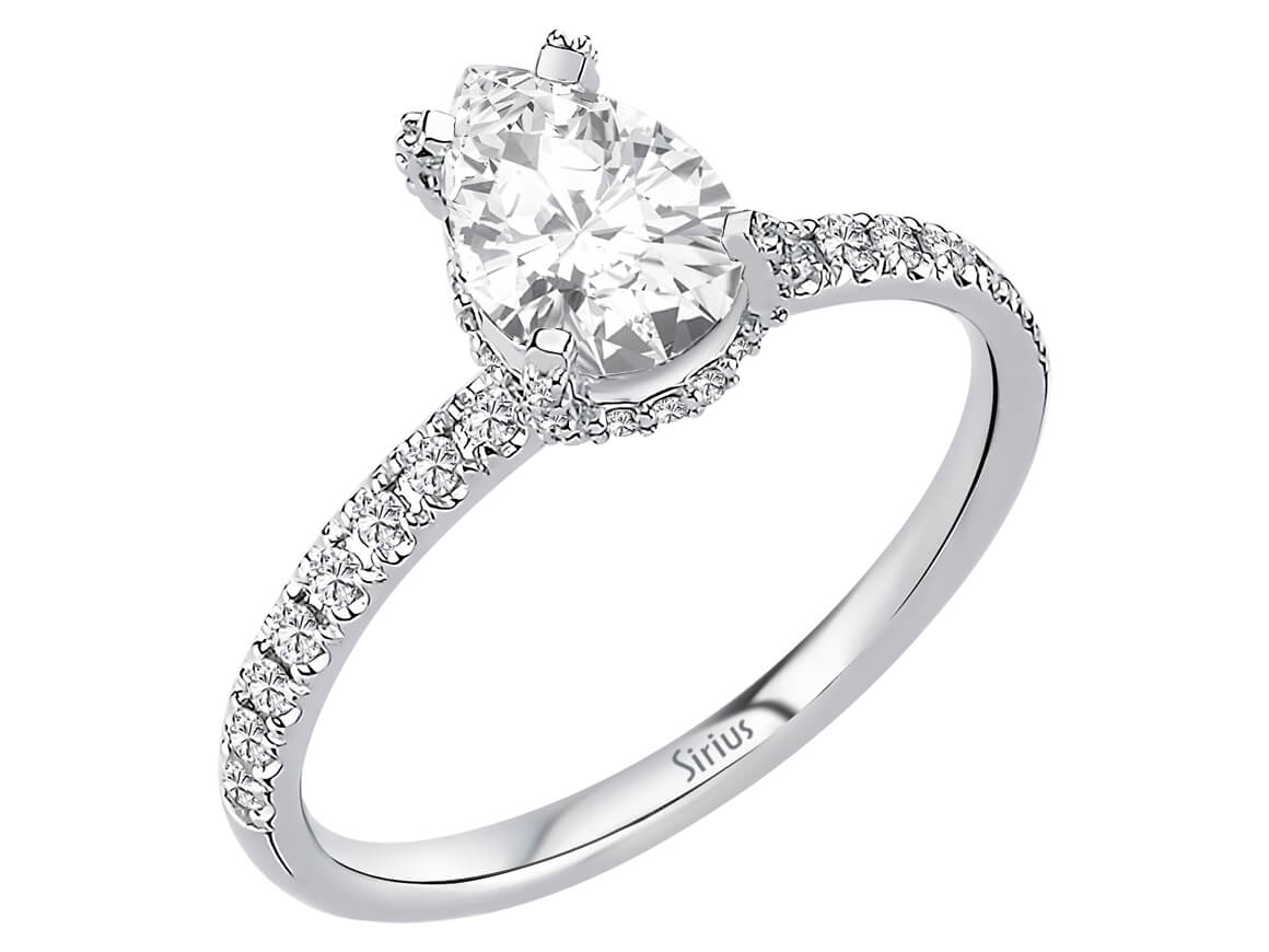 Birgie Diamant- und Weißsaphir-Ring im Venus-Gala-Stil