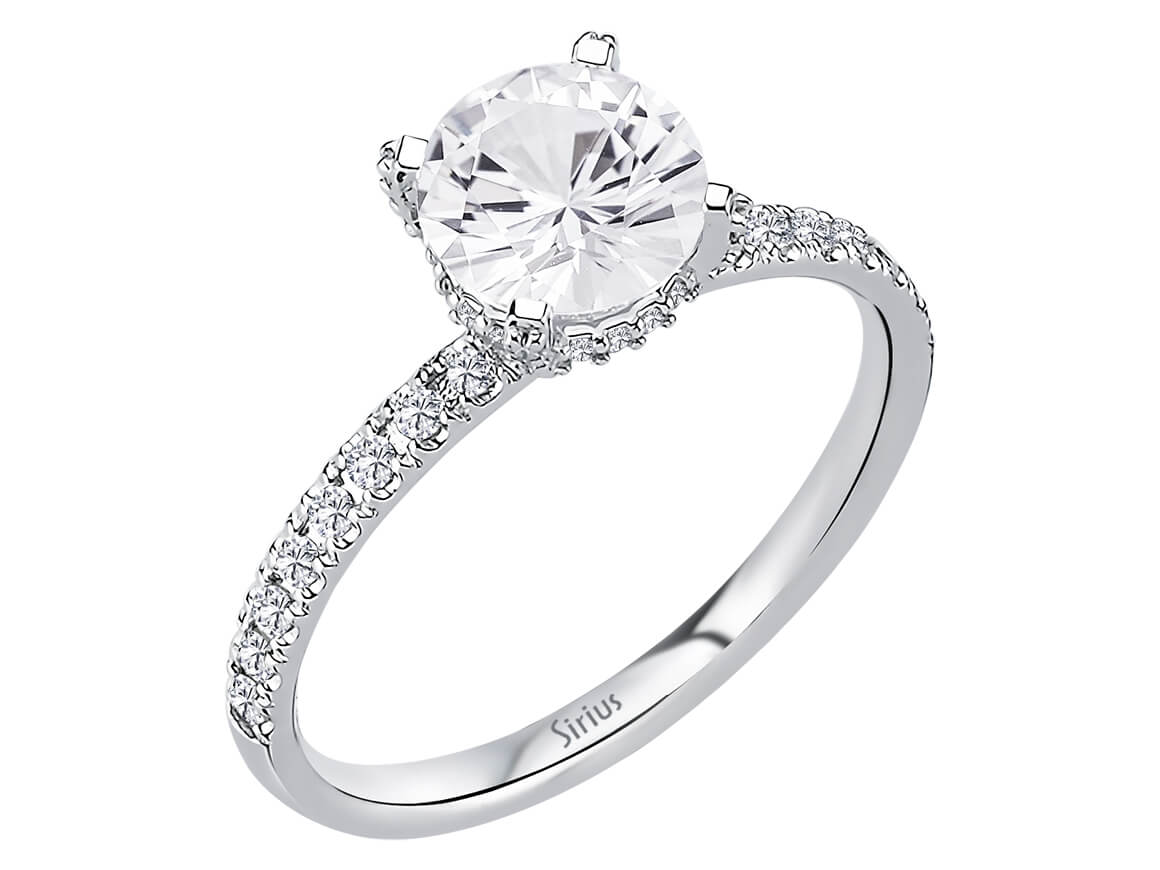 Birgie Diamant- und Weißsaphir-Ring im Venus-Rosa-Stil