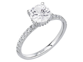 Birgie Diamant- und Weißsaphir-Ring im Venus-Rosa-Stil