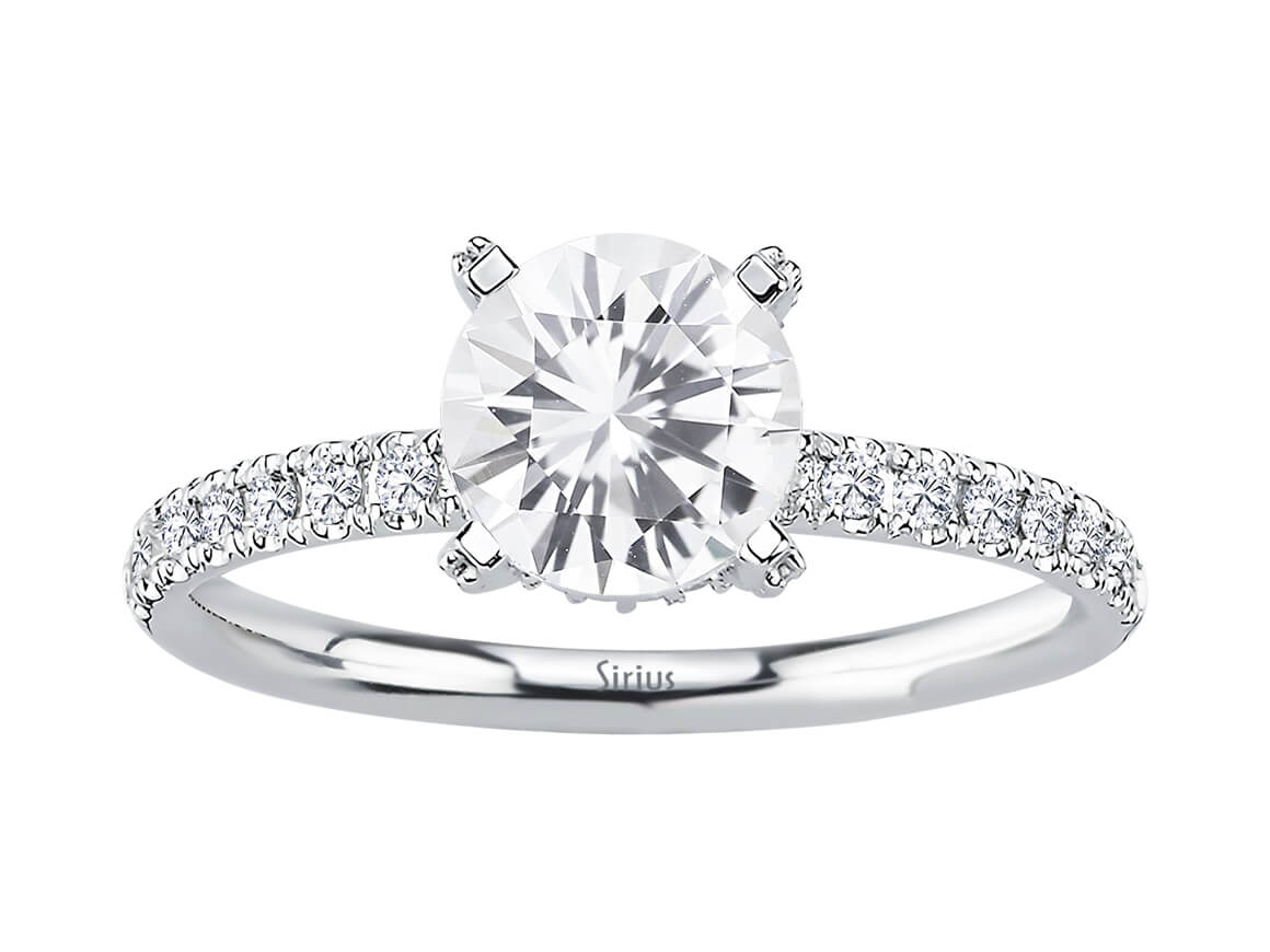 Birgie Diamant- und Weißsaphir-Ring im Venus-Rosa-Stil