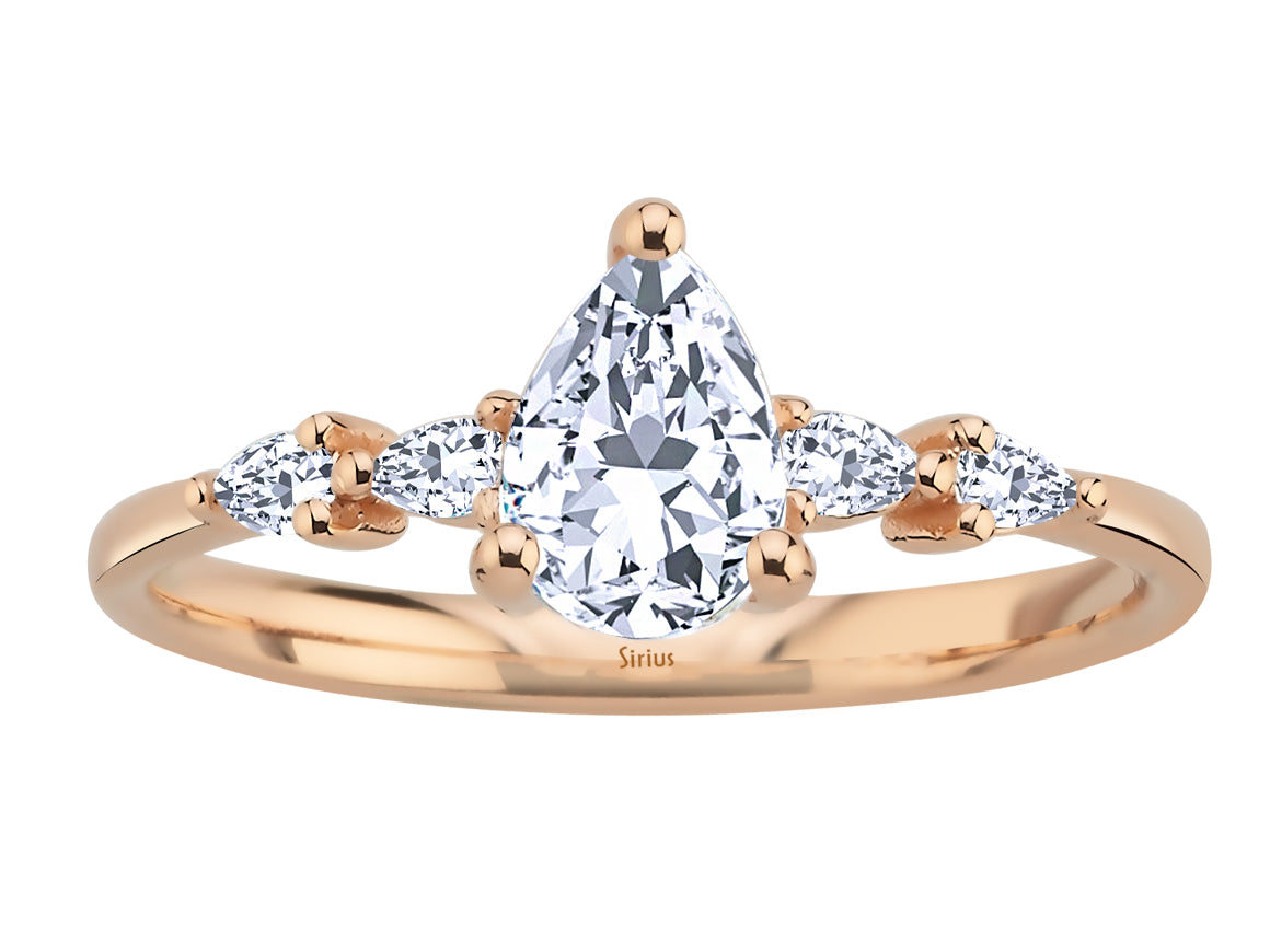 Birgie Diamant- und Weißtopas-Ring im Tropfenschliff