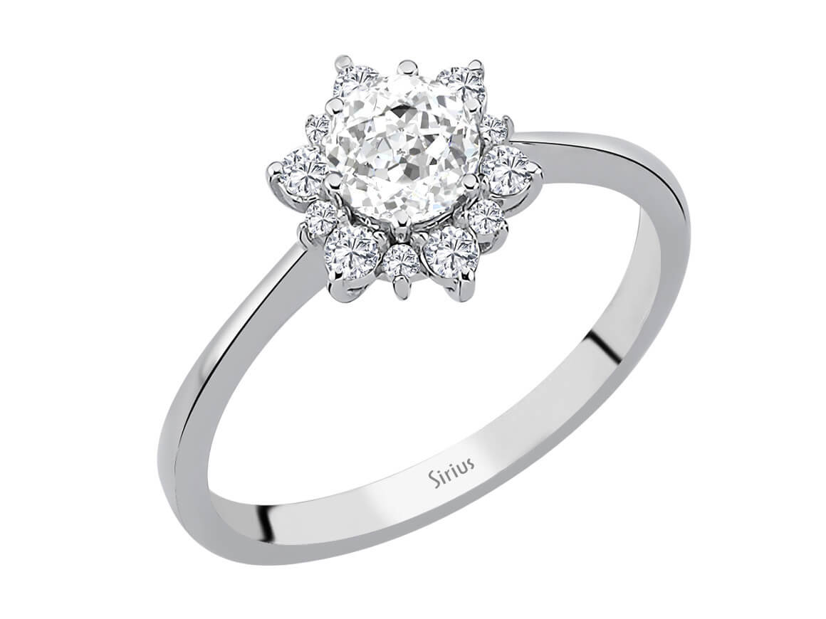 Birgie Diamant- und Weißtopas-Ring im Dellara-Stil