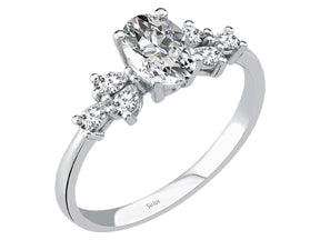 Birgie Diamant- und Weißtopas-Ring im Tropfen- und Ovalschliff