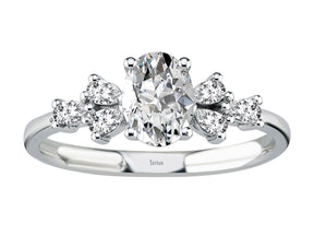 Birgie Diamant- und Weißtopas-Ring im Tropfen- und Ovalschliff