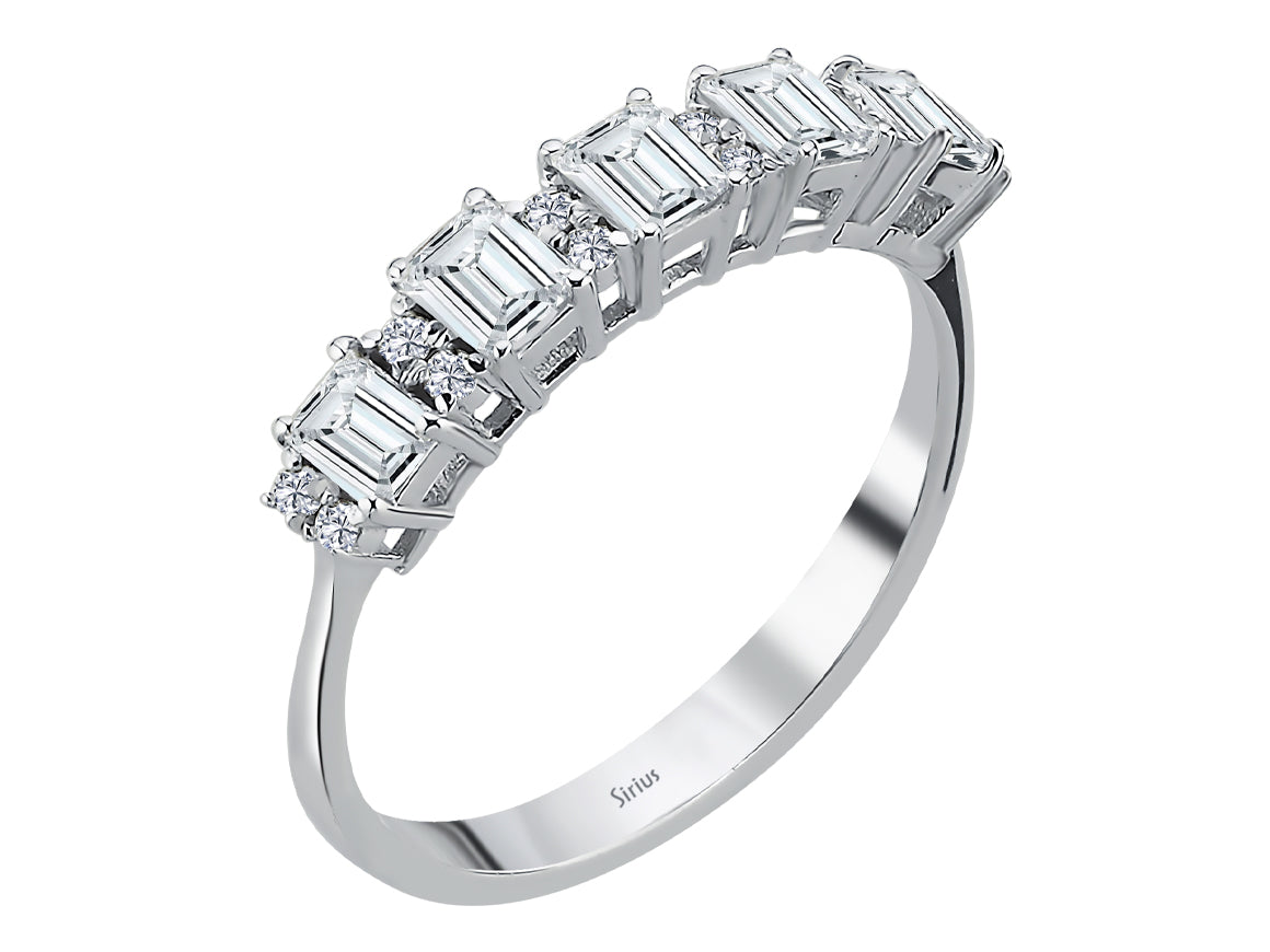 Birgie Diamant- und Weißtopas-Ring mit Oktagon-Schliff