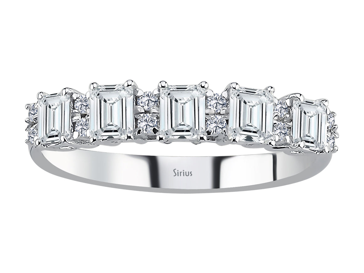 Birgie Diamant- und Weißtopas-Ring mit Oktagon-Schliff