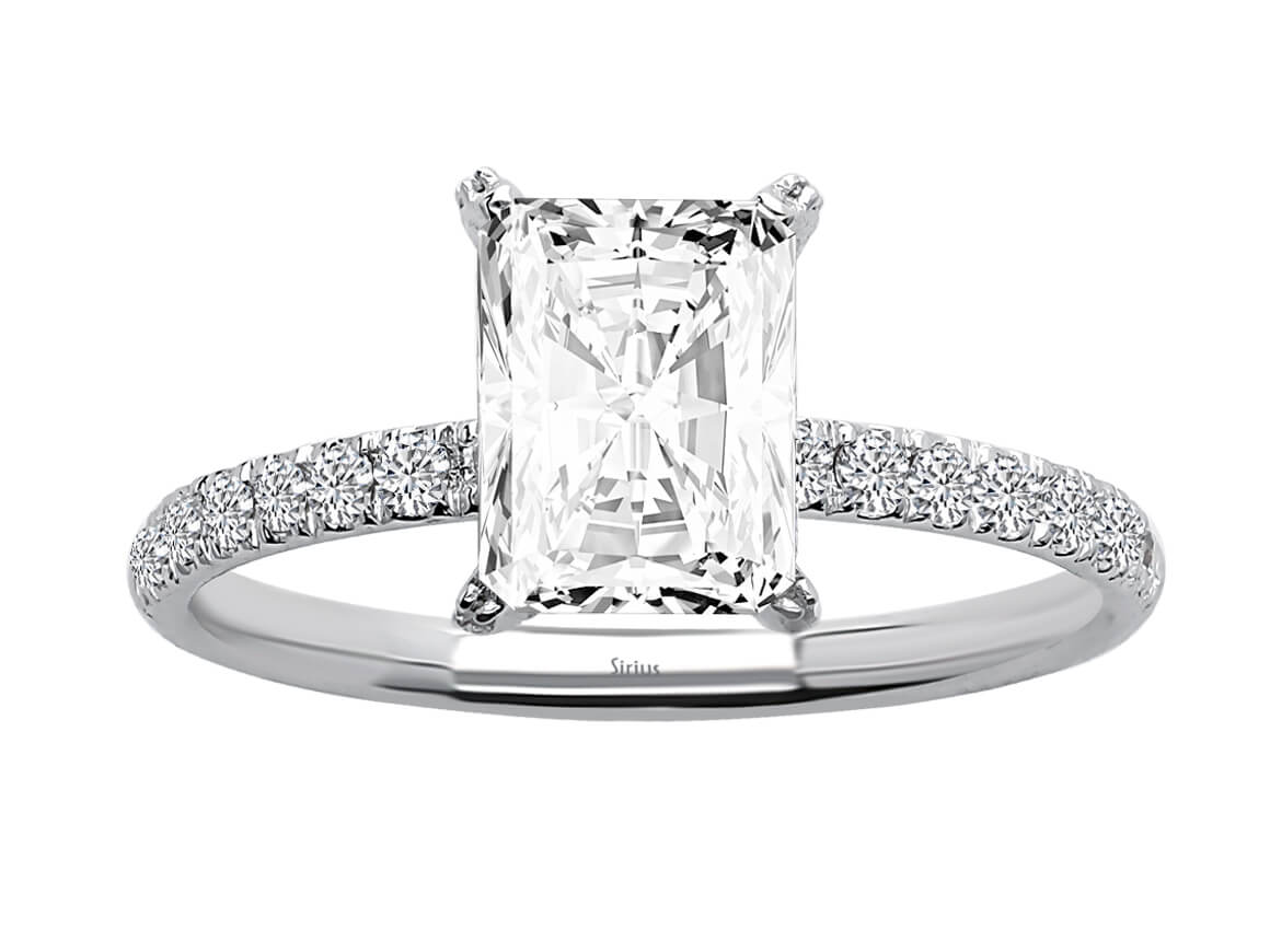 Birgie Diamant-Pavé-Ring mit Weißtopas im Oktagonschliff