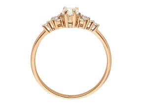 Birgie Tropfenförmiger Ring mit weißem Saphir und Diamanten