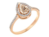 Birgie Tropfenförmiger Morganit- und Diamant-Halo-Ring