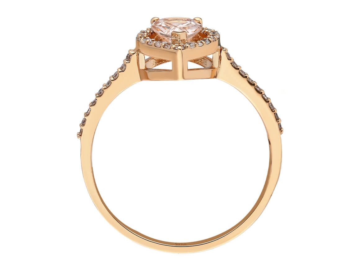 Birgie Tropfenförmiger Morganit- und Diamant-Halo-Ring