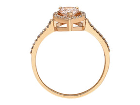 Birgie Tropfenförmiger Morganit- und Diamant-Halo-Ring