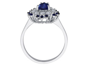 Diamantring mit Tropfen-Saphirstein Mihrişah