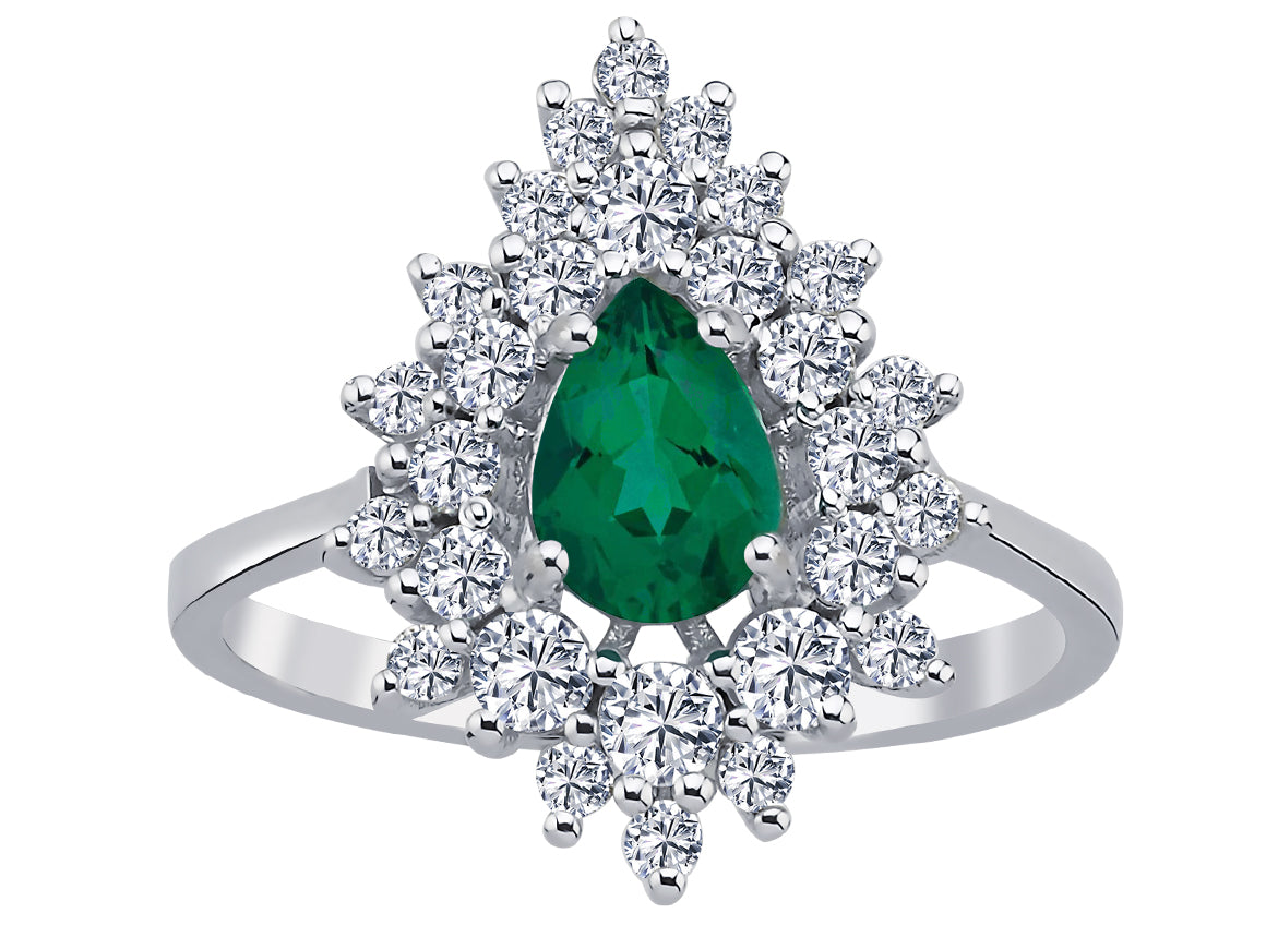 Birgie Diamant- und Smaragd-Tropfen-Ring