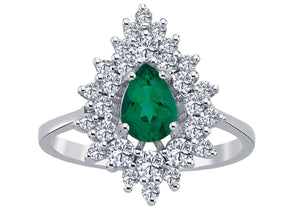 Birgie Diamant- und Smaragd-Tropfen-Ring