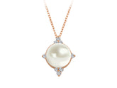 Birgie 14K Roségold Halskette mit Diamanten und Perle
