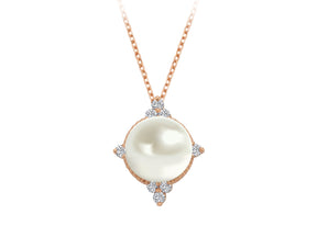 Birgie 14K Roségold Halskette mit Diamanten und Perle