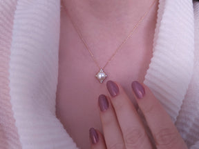 Birgie 14K Roségold Halskette mit Diamanten und Perle
