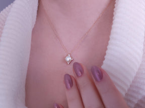 Birgie 14K Roségold Halskette mit Diamanten und Perle