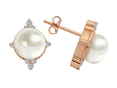 Birgie 14K Roségold Ohrringe mit Diamanten und Perle