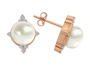 Birgie 14K Roségold Ohrringe mit Diamanten und Perle