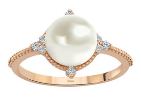 Birgie 14K Roségold Ring mit Diamanten und Perle