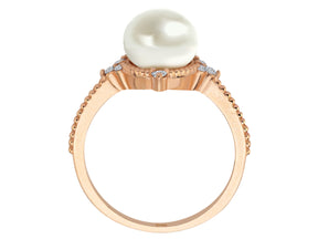 Birgie 14K Roségold Ring mit Diamanten und Perle