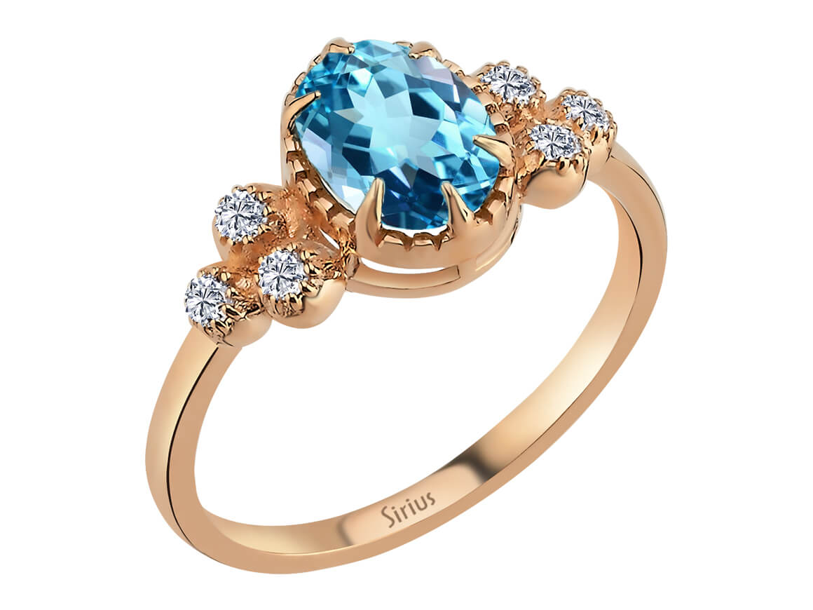 Birgie Diamant- und Blautopas-Ring im Marjatta-Stil