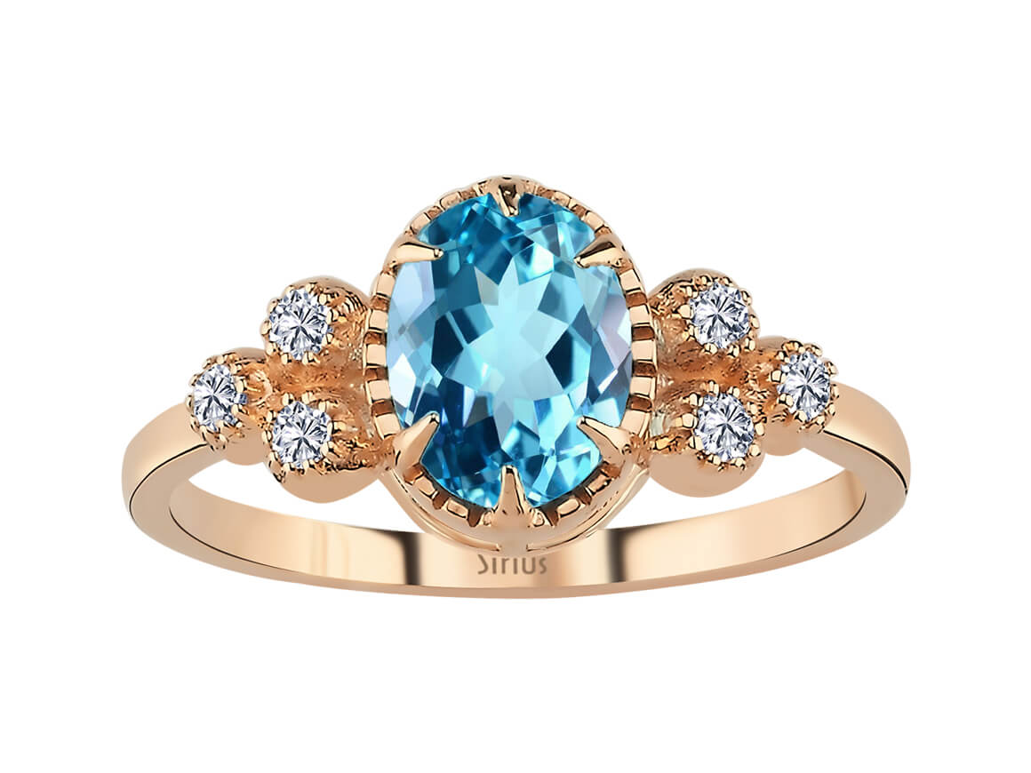 Birgie Diamant- und Blautopas-Ring im Marjatta-Stil