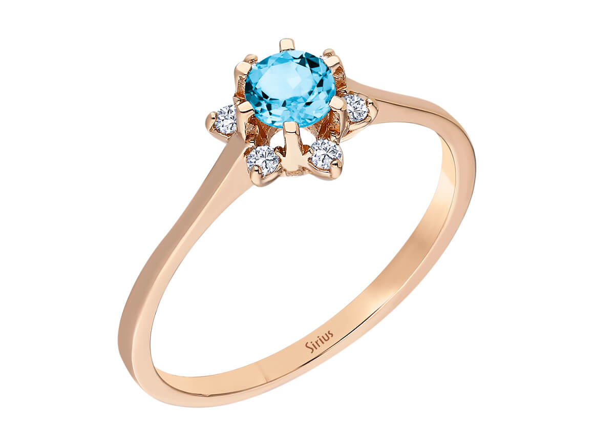 Birgie Diamant- und Blauer Topas-Blumenring