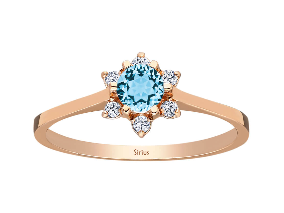 Birgie Diamant- und Blauer Topas-Blumenring
