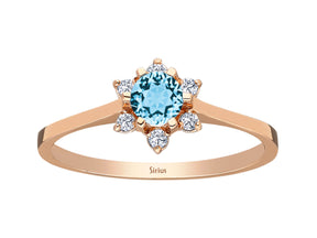 Birgie Diamant- und Blauer Topas-Blumenring