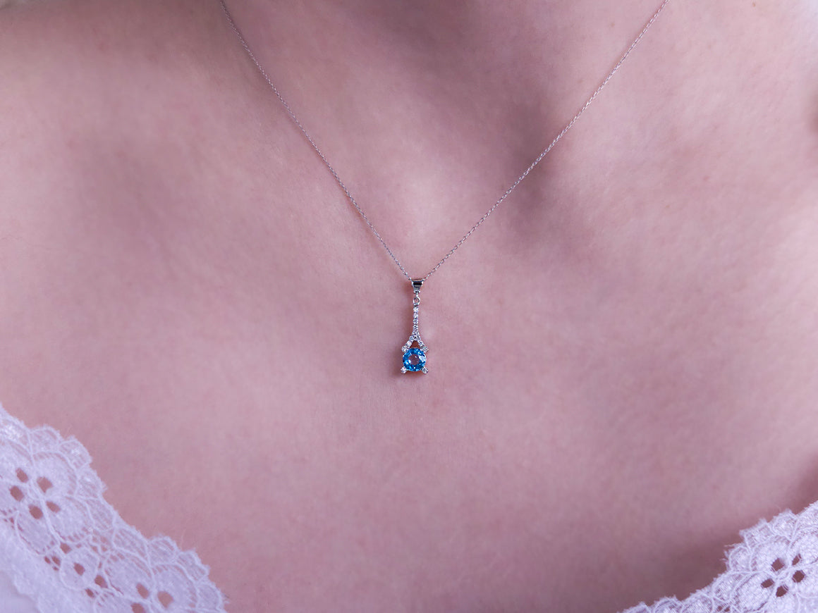Birgie Diamant & Blauer Topas Halskette 14 Karat Gold