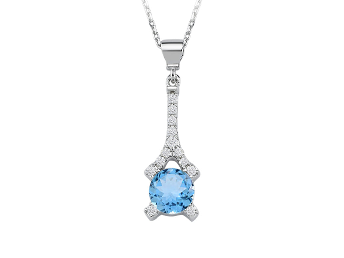 Birgie Diamant & Blauer Topas Halskette 14 Karat Gold