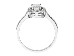 Birgie Ovaler Weißer Saphir mit Diamant-Halo-Ring