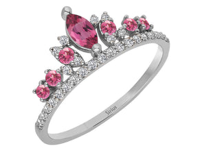 Birgie Diamant- und Rosa Turmalin-Ring im Diadem-Design