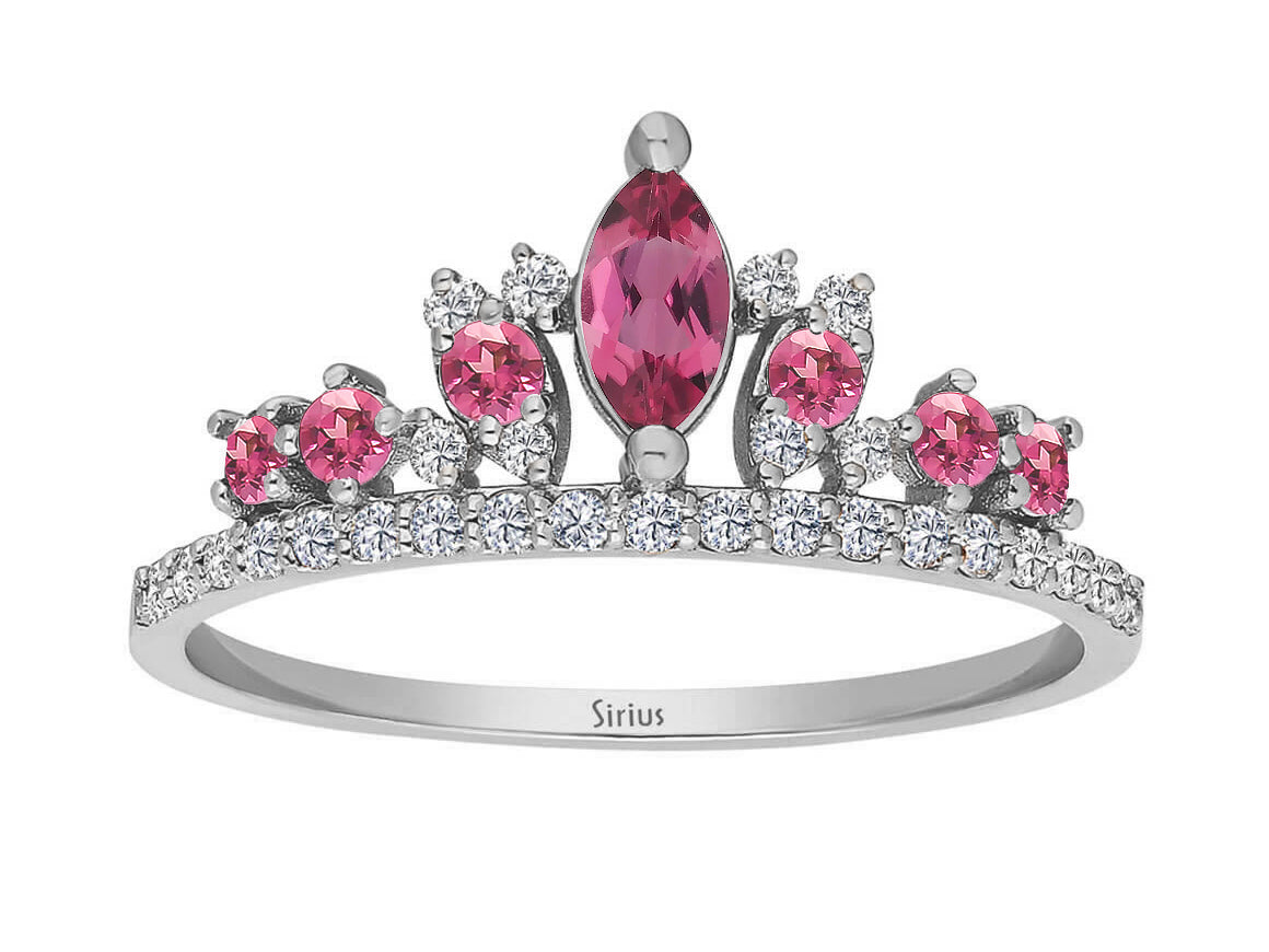 Birgie Diamant- und Rosa Turmalin-Ring im Diadem-Design