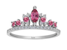 Birgie Diamant- und Rosa Turmalin-Ring im Diadem-Design