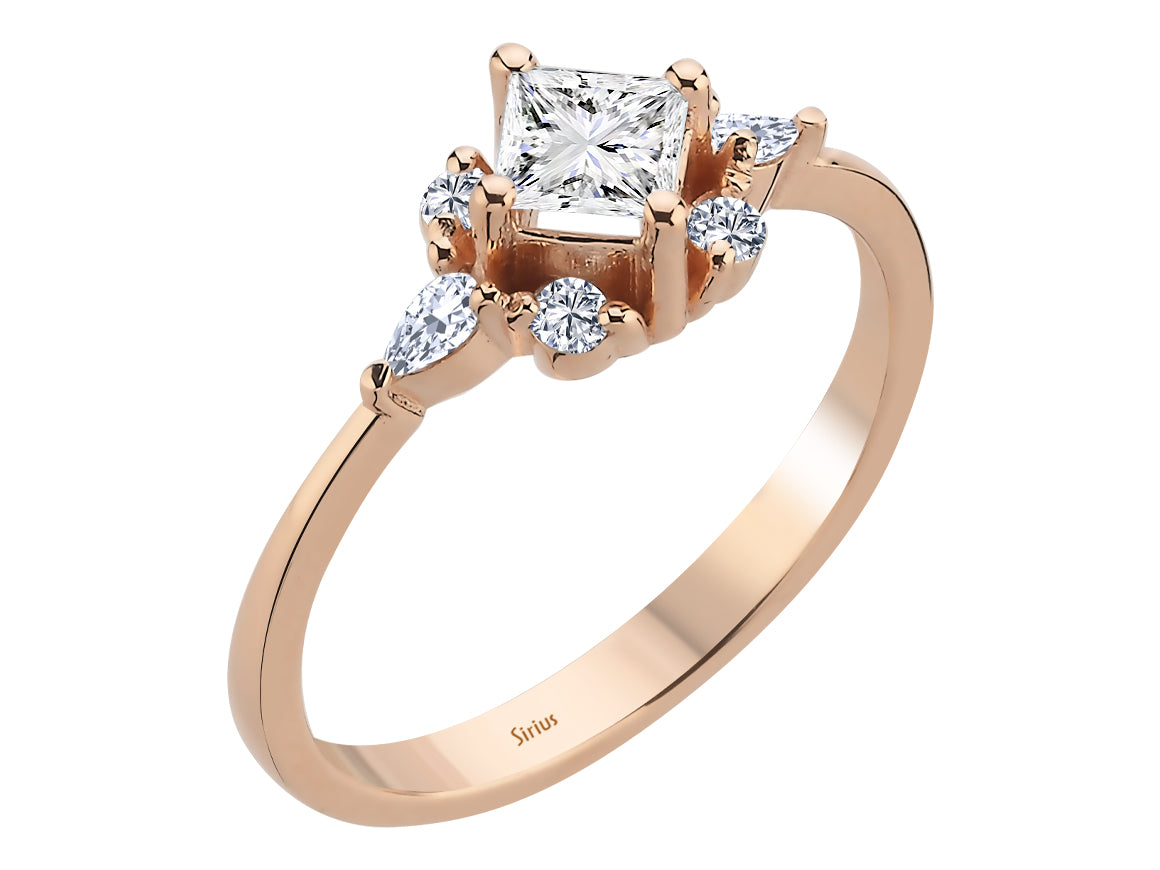 Birgie Diamant-Ring mit Tropfen- und Rundschliff